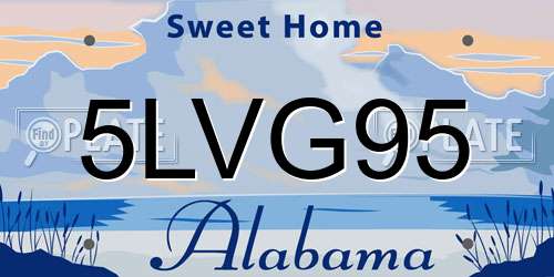 5LVG95 Alabama License Plate