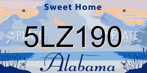 5LZ190 Alabama License Plate
