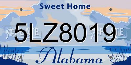 5LZ8019 Alabama License Plate