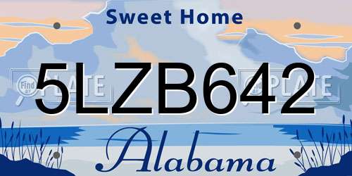 5LZB642 Alabama License Plate
