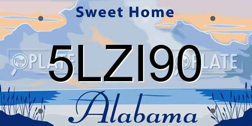 5LZI90 Alabama License Plate