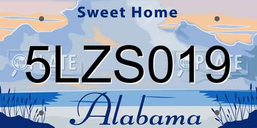 5LZS019 Alabama License Plate