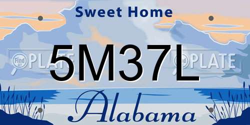 5M37L Alabama License Plate
