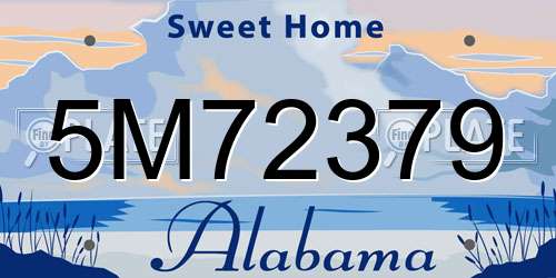 5M72379 Alabama License Plate