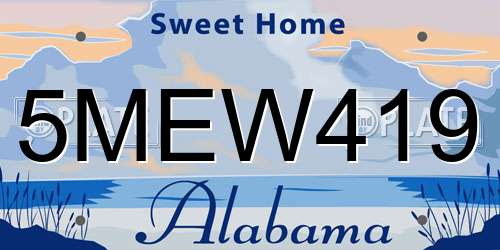 5MEW419 Alabama License Plate
