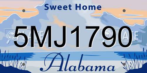 5MJ1790 Alabama License Plate