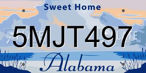 5MJT497 Alabama License Plate