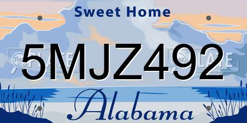 5MJZ492 Alabama License Plate