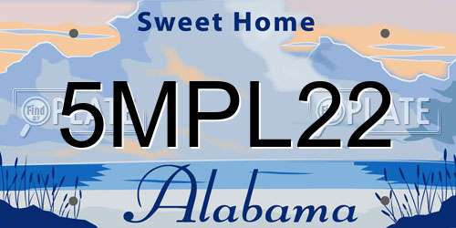 5MPL22 Alabama License Plate