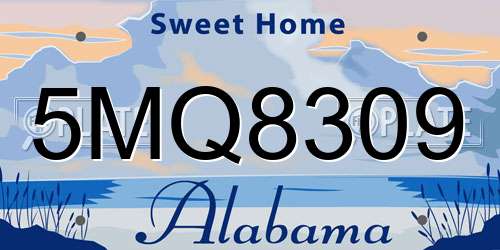5MQ8309 Alabama License Plate