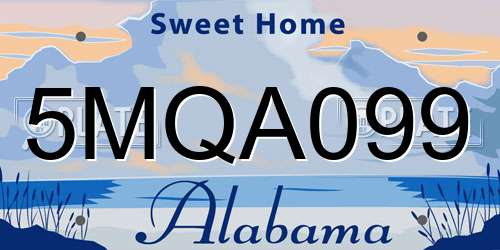 5MQA099 Alabama License Plate
