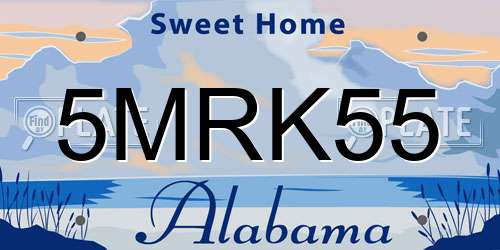 5MRK55 Alabama License Plate