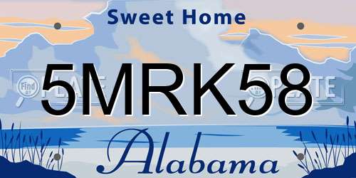 5MRK58 Alabama License Plate