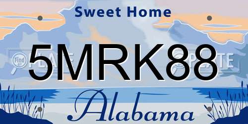5MRK88 Alabama License Plate