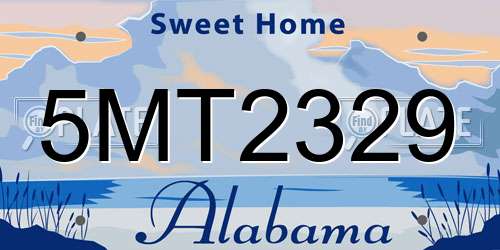 5MT2329 Alabama License Plate