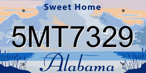 5MT7329 Alabama License Plate