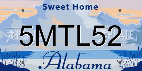5MTL52 Alabama License Plate