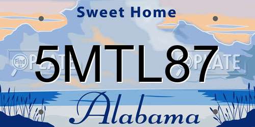 5MTL87 Alabama License Plate