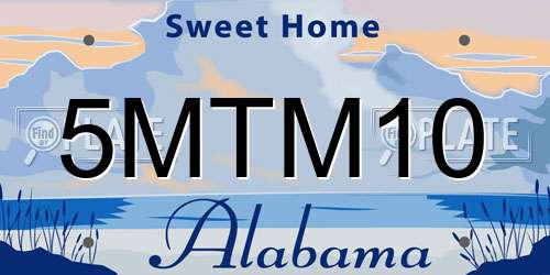 5MTM10 Alabama License Plate