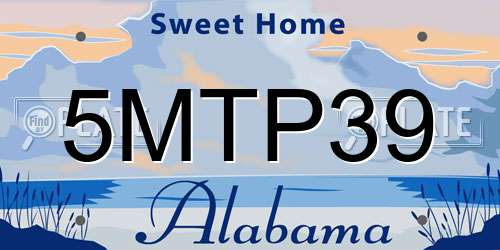 5MTP39 Alabama License Plate