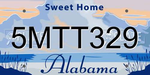 5MTT329 Alabama License Plate