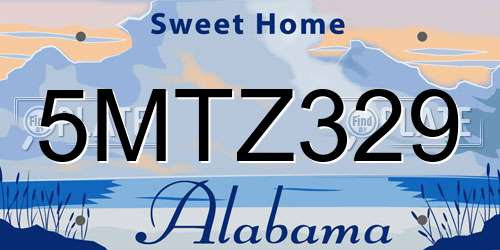 5MTZ329 Alabama License Plate