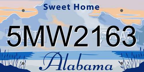 5MW2163 Alabama License Plate