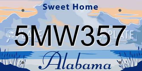 5MW357 Alabama License Plate