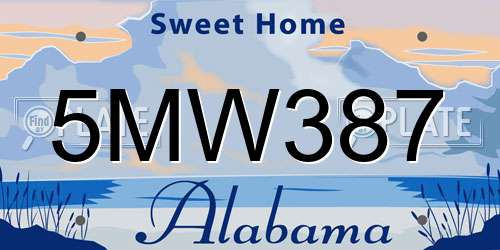 5MW387 Alabama License Plate
