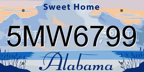 5MW6799 Alabama License Plate