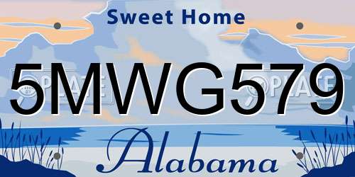 5MWG579 Alabama License Plate