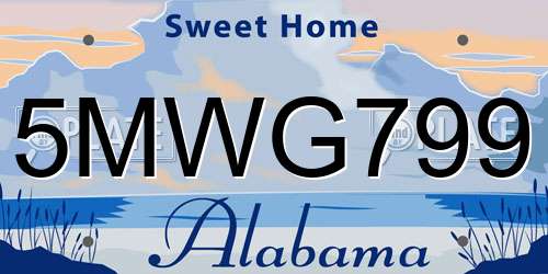 5MWG799 Alabama License Plate