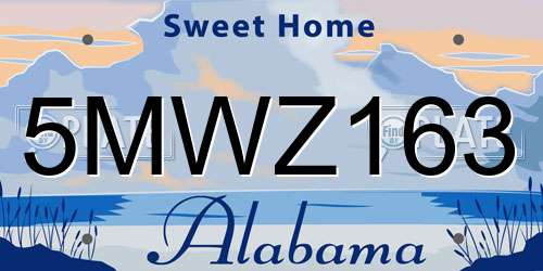 5MWZ163 Alabama License Plate