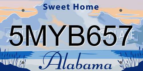 5MYB657 Alabama License Plate