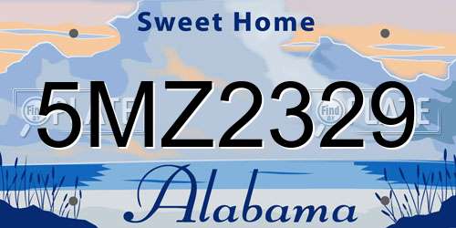 5MZ2329 Alabama License Plate
