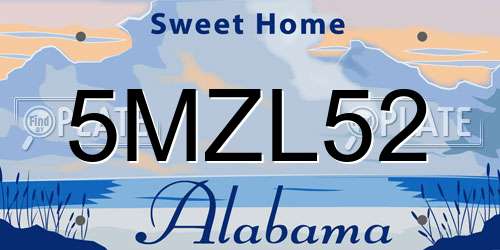 5MZL52 Alabama License Plate