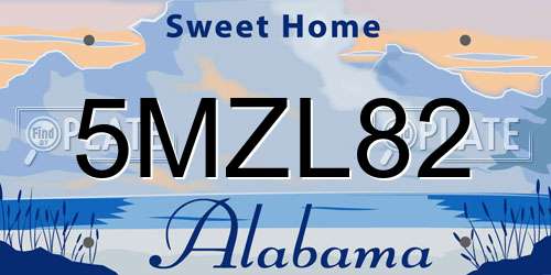 5MZL82 Alabama License Plate