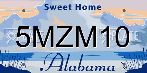 5MZM10 Alabama License Plate