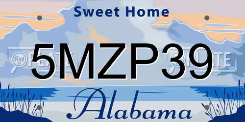 5MZP39 Alabama License Plate
