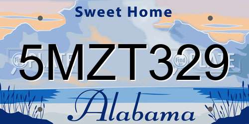5MZT329 Alabama License Plate