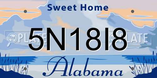 5N18I8 Alabama License Plate