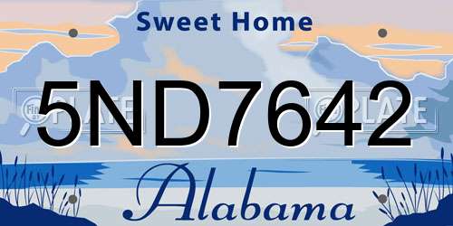 5ND7642 Alabama License Plate