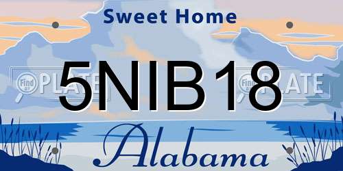 5NIB18 Alabama License Plate