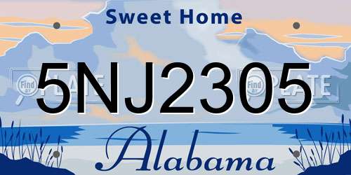 5NJ2305 Alabama License Plate