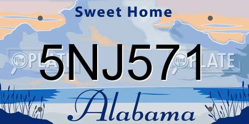 5NJ571 Alabama License Plate