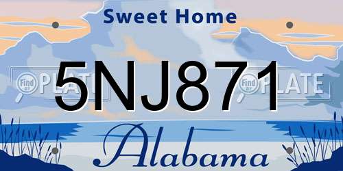 5NJ871 Alabama License Plate