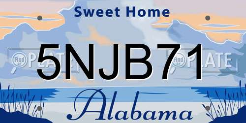 5NJB71 Alabama License Plate