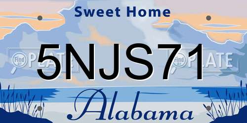 5NJS71 Alabama License Plate