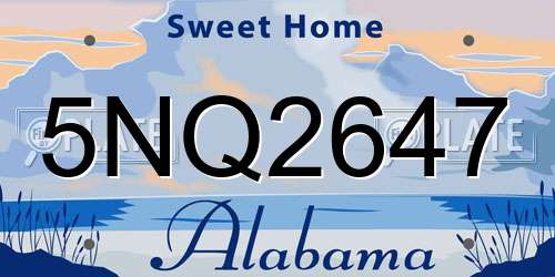 5NQ2647 Alabama License Plate