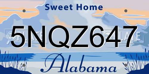 5NQZ647 Alabama License Plate